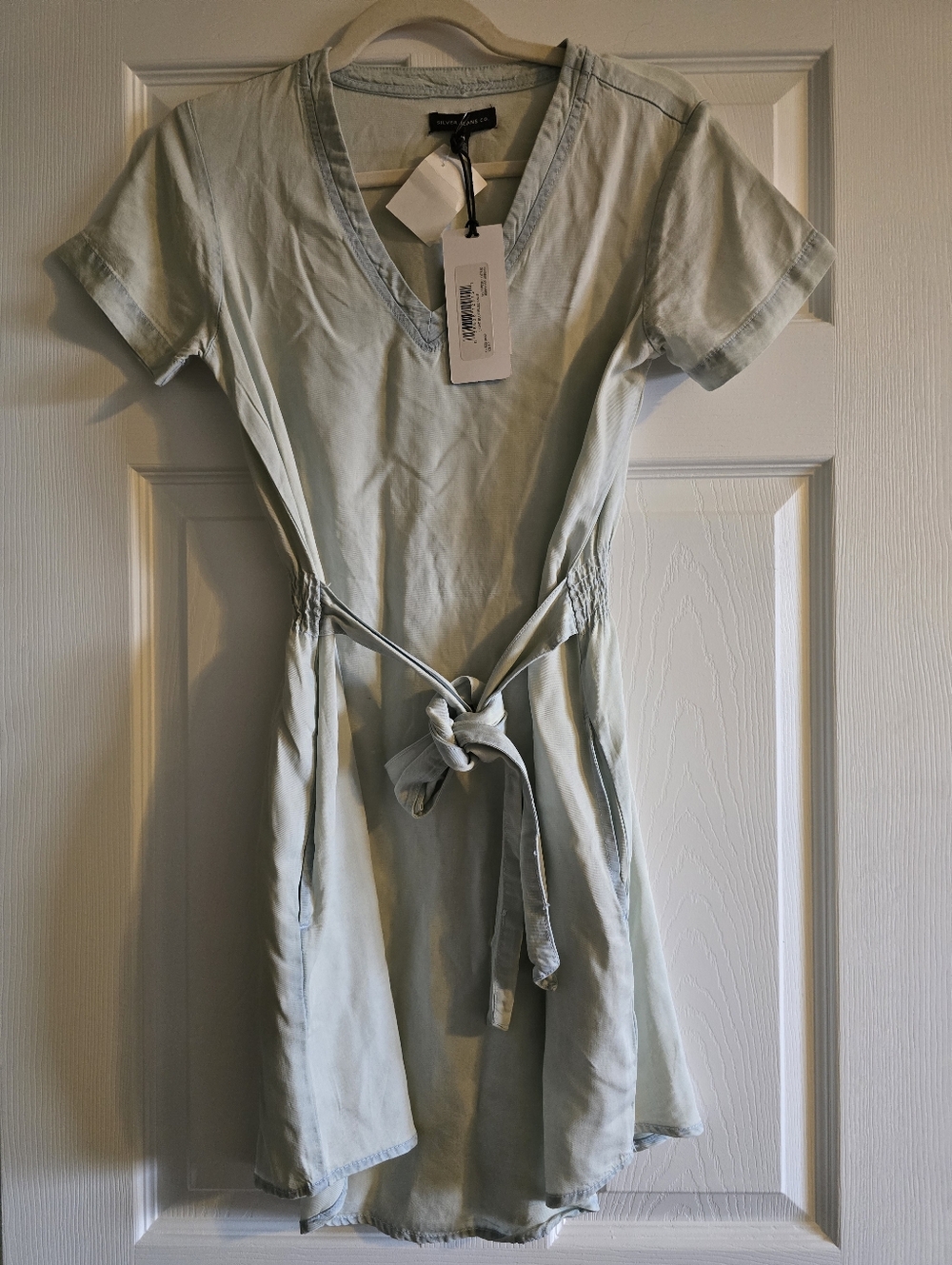 Silver Jeans Chambray Tie-Waist Mini Dress
